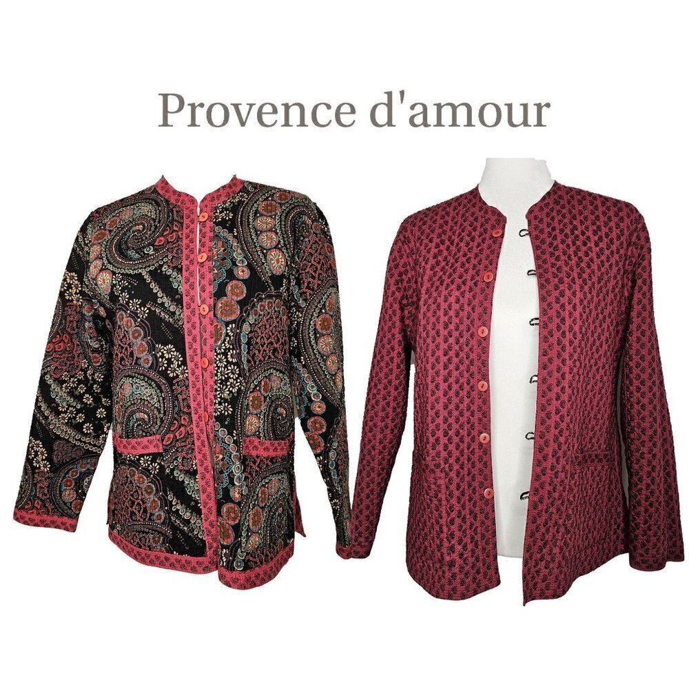 Provence d'amour Sz Medium Reversible Jacket Quilted Coat Pink Y2K‎ Boho Paisley